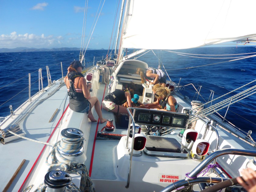 exxpedition crewed working on deck; plastics