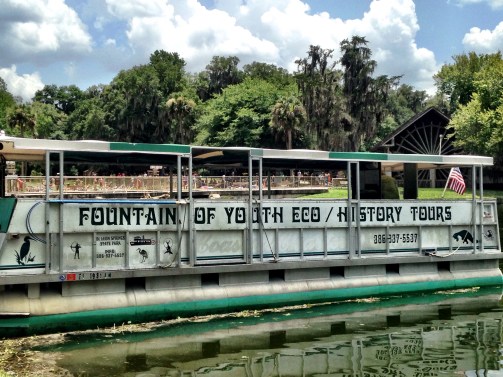 tour boat with children swimming