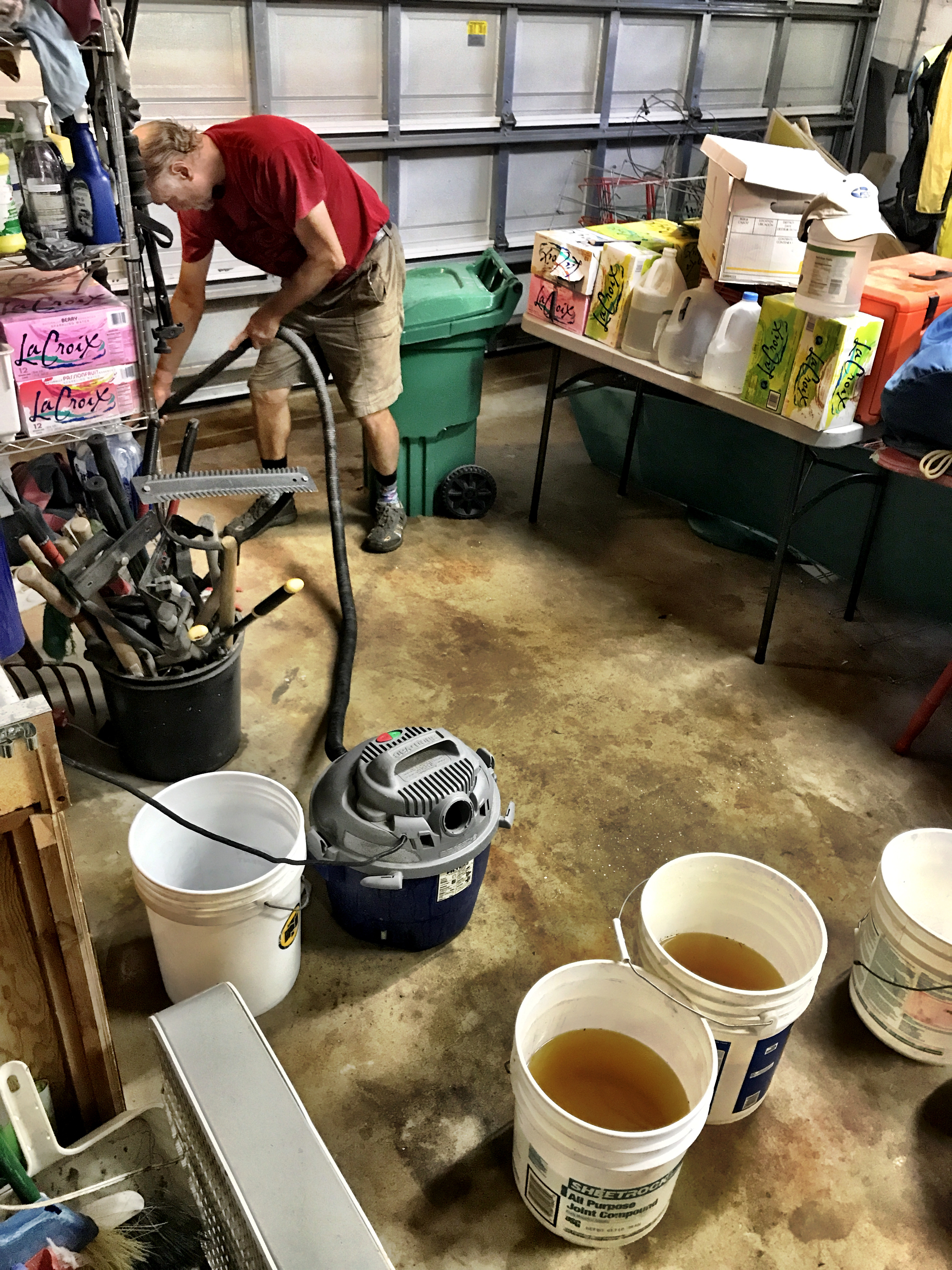 Vacuuming a flooded garage